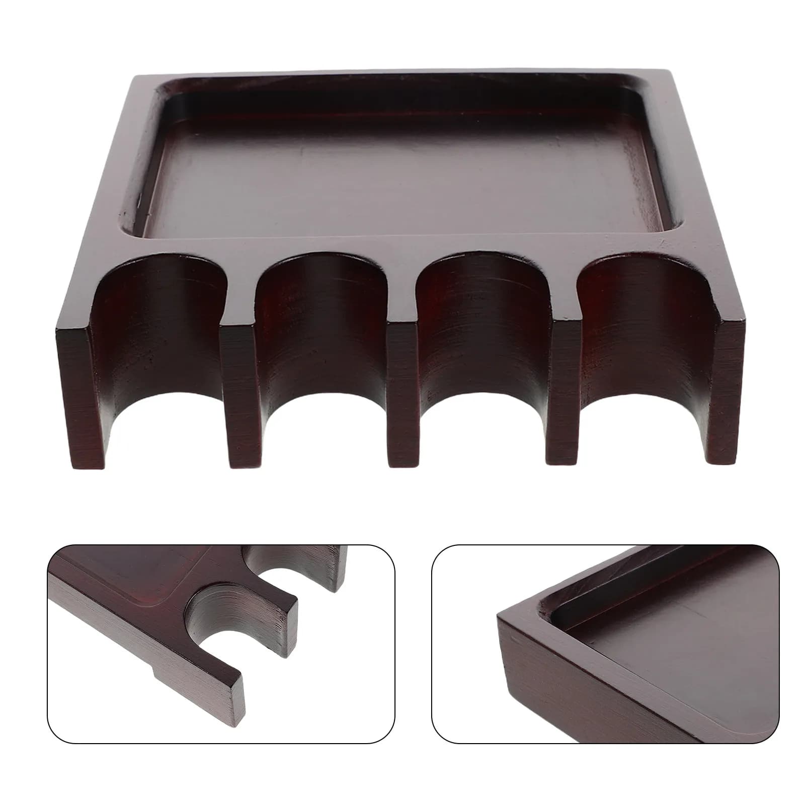 4-Hole Pool Cue Holder Non-Slip Weighted Solid Wood Tabletop Billiard Stick Rack Bar Table Cue Organizer Billiard Stick Rack