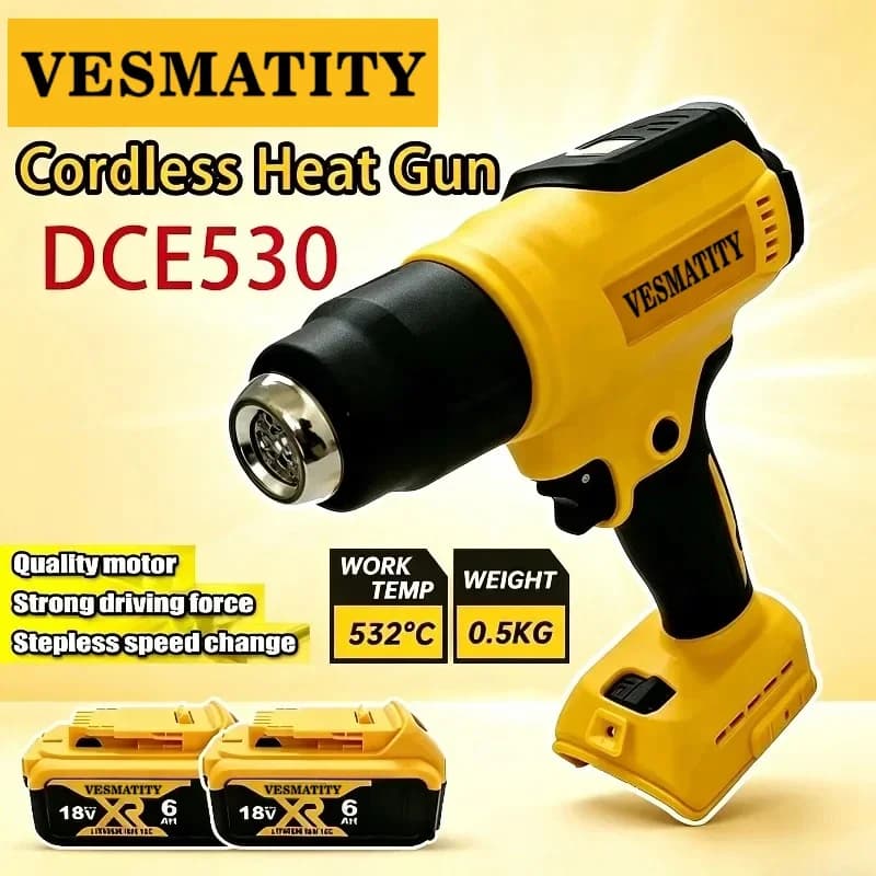 DCE530 300W Cordless Heat Gun High Power Thermal Blower for Welding Heat Shrink Wrapping Compatible Tool For DeWALT 18V Battery