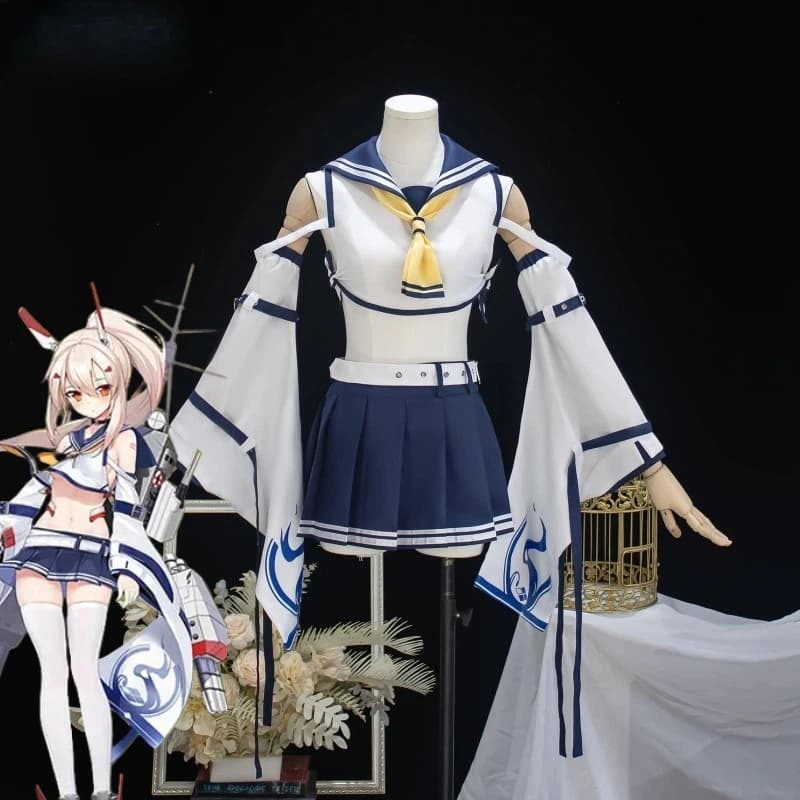 2025 new Uniform Sexy Top JK Gonna Wig Complete Set for Women Theme Party Game Azur Lane Cosplay IJN Ayanami Costume Navy Clothing