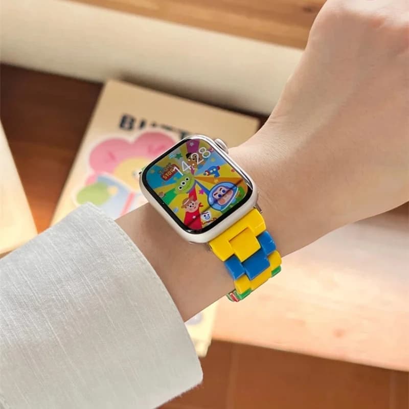 Cinturino con blocco Lego per IWatch Ultra 10 9 8 7 6 5 4 SE Cinturino in plastica unisex per Apple Watch Varie dimensioni 42mm-49mm