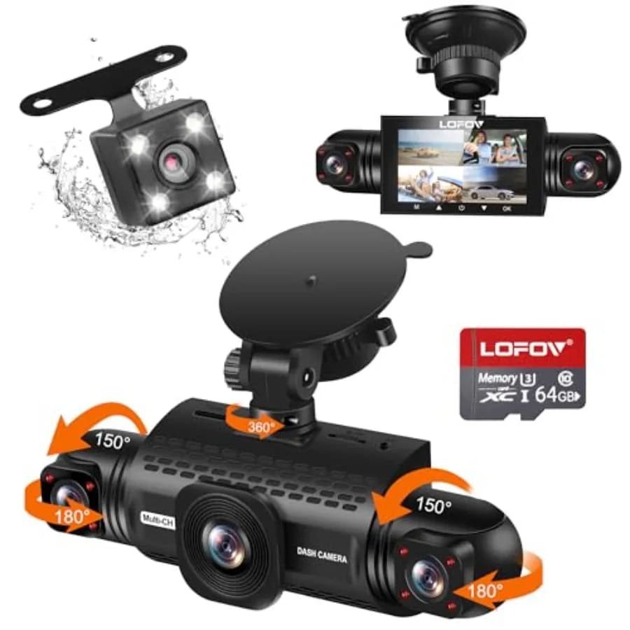 4 Channel Dash Cam for Cars: 360 View, 2K Front/Rear/Left/Right, 5G WiFi APP Control, Night Vision, G-Sensor, 24H Parking Mode,