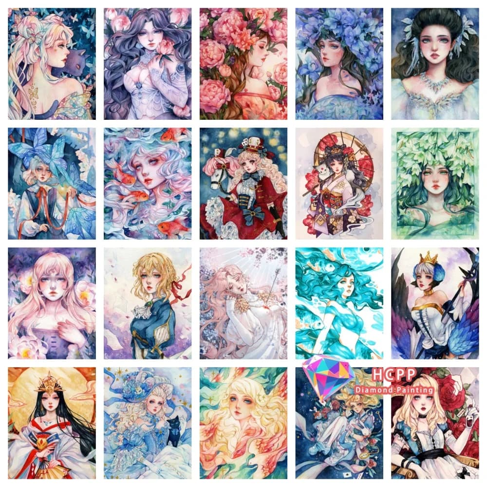 Portrait Anime Girle Diamond Painting Kit Square Round Diamond 5D DIY Garden Mosaic Handmade Art Unique Gift Crafts Home Decor
