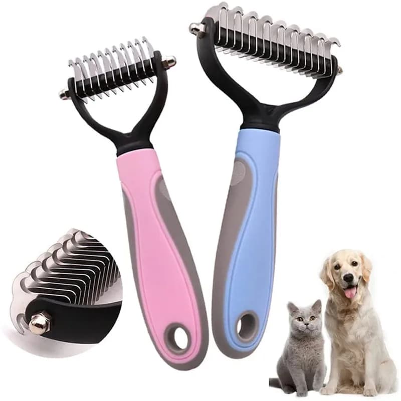 Pettine per depilazione per cani Gatto Districante Taglio della pelliccia Dematting Deshedding Spazzola Strumento per toelettatura Per capelli lunghi opachi Ricci Pet