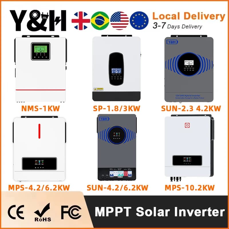 Y&H Inverter solare ibrido 1KW 1.6KW 1.8KW 3KW 4.2KW 6.2KW 10.2KW 220Vac MPPT Regolatore di carica solare inverter a onda sinusoidale pura