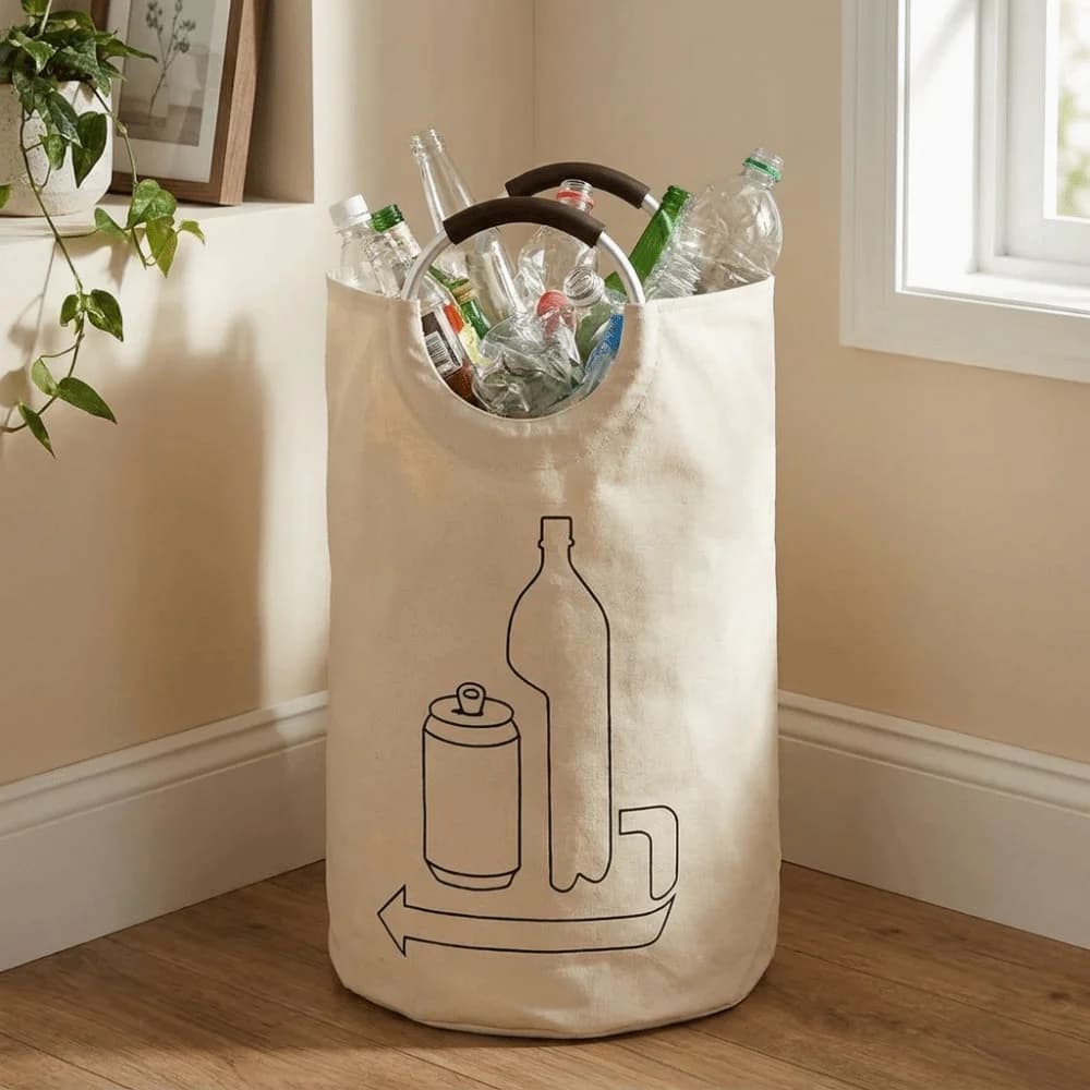 90 L Empty Bottle Storage Basket Large Capacity Folding Bottle Collector Bag with Handle Oxford Cloth Can Glass Recycling Bin