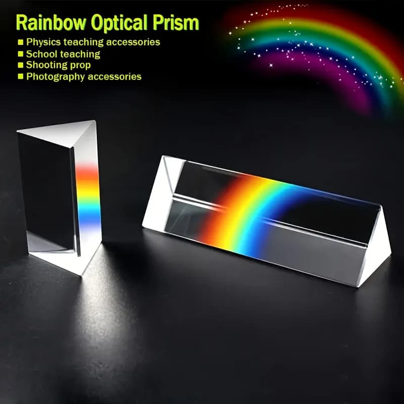 Prisma Triangolare K9, Prismi Ottici in Vetro per l'Insegnamento della Fisica, Rifrazione della Luce e Spettro dell'Arcobaleno