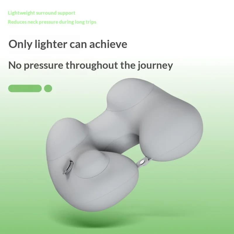 Cuscino gonfiabile a forma di U con chiusura a pressione, cuscino pieghevole a forma di U con doppia curva per il collo, cuscino portatile da viaggio per esterni