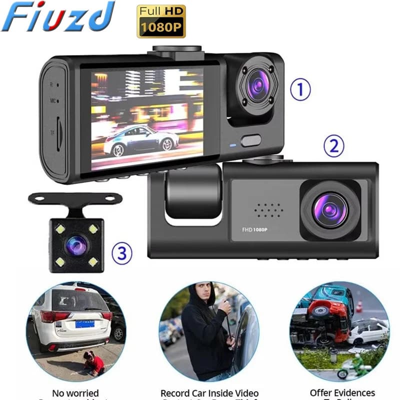 2/3Camera WIFI/NO WIFI Dash Cam Cabin Car Dvr 1080P Interior Vehicle Three Way Channel Dvrs Recorder Video Dashcam Camcorder