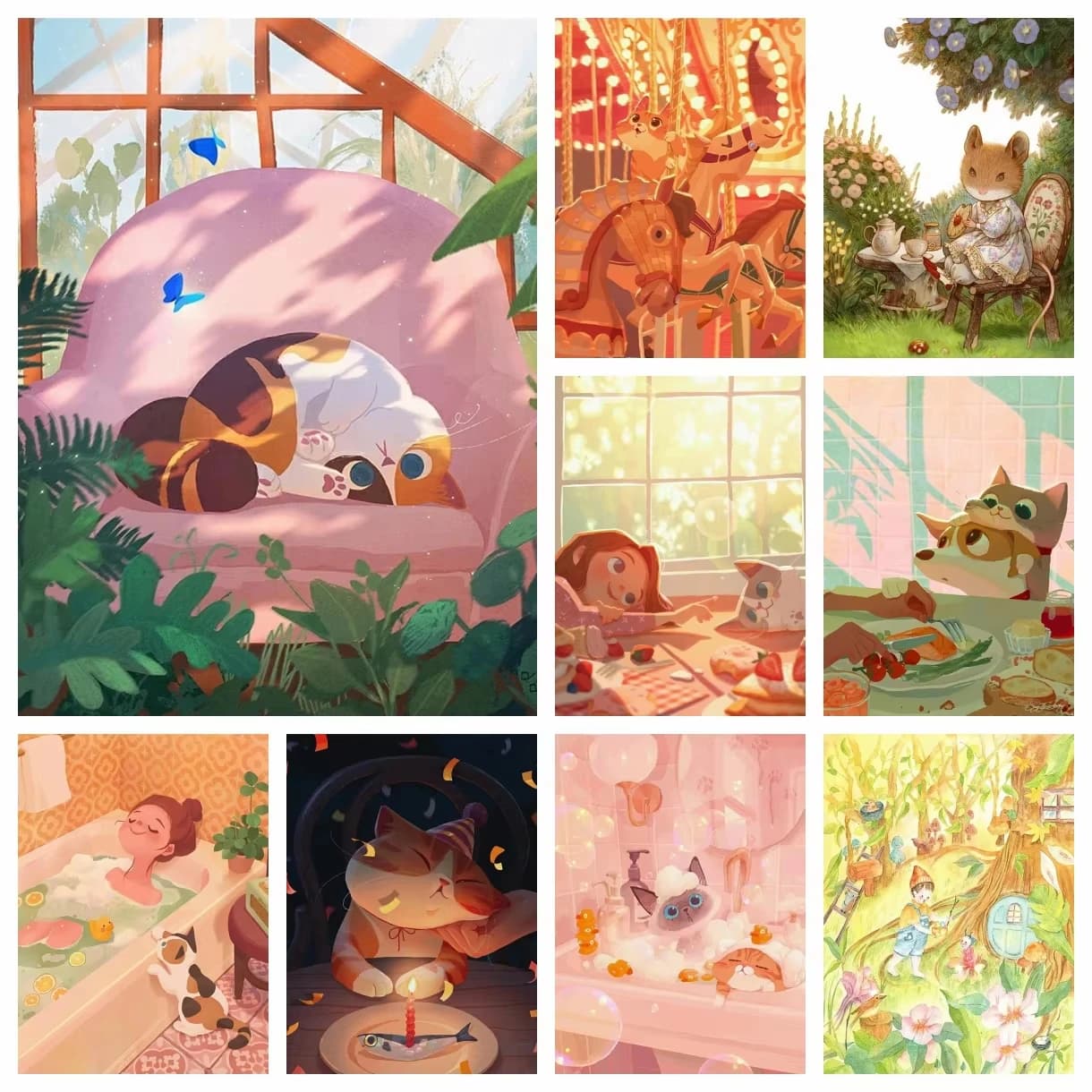 Acrylic Paint By Numbers Cute Girl And Cat Oil Painting Package Art Picture For Bedroom Wall Adults Hand Painted Unique Gift