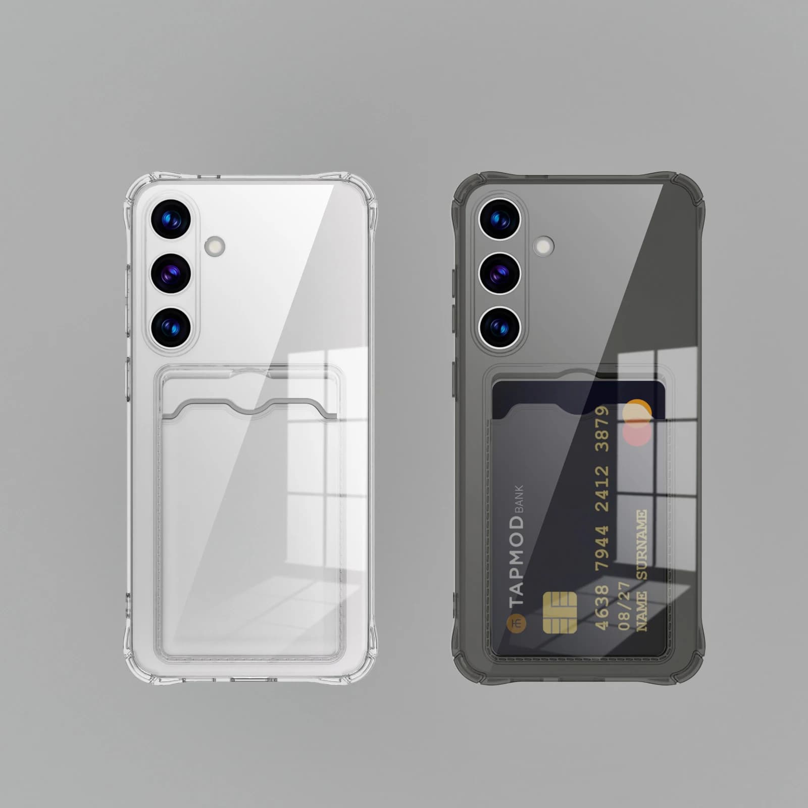 Transparent Silicone Case with Card Slot for Samsung Galaxy S26 S25 Edge S24 S23 S22 S21 Plus Note 20 Ultra S20 FE