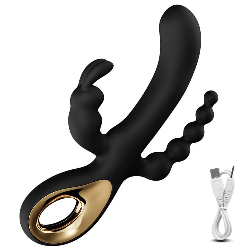 3 in 1 vibratori del coniglio del dildo per la donna massaggio del clitoride perline anali giocattoli del sesso per adulti stimolazione del punto G masturbatore femminile 18