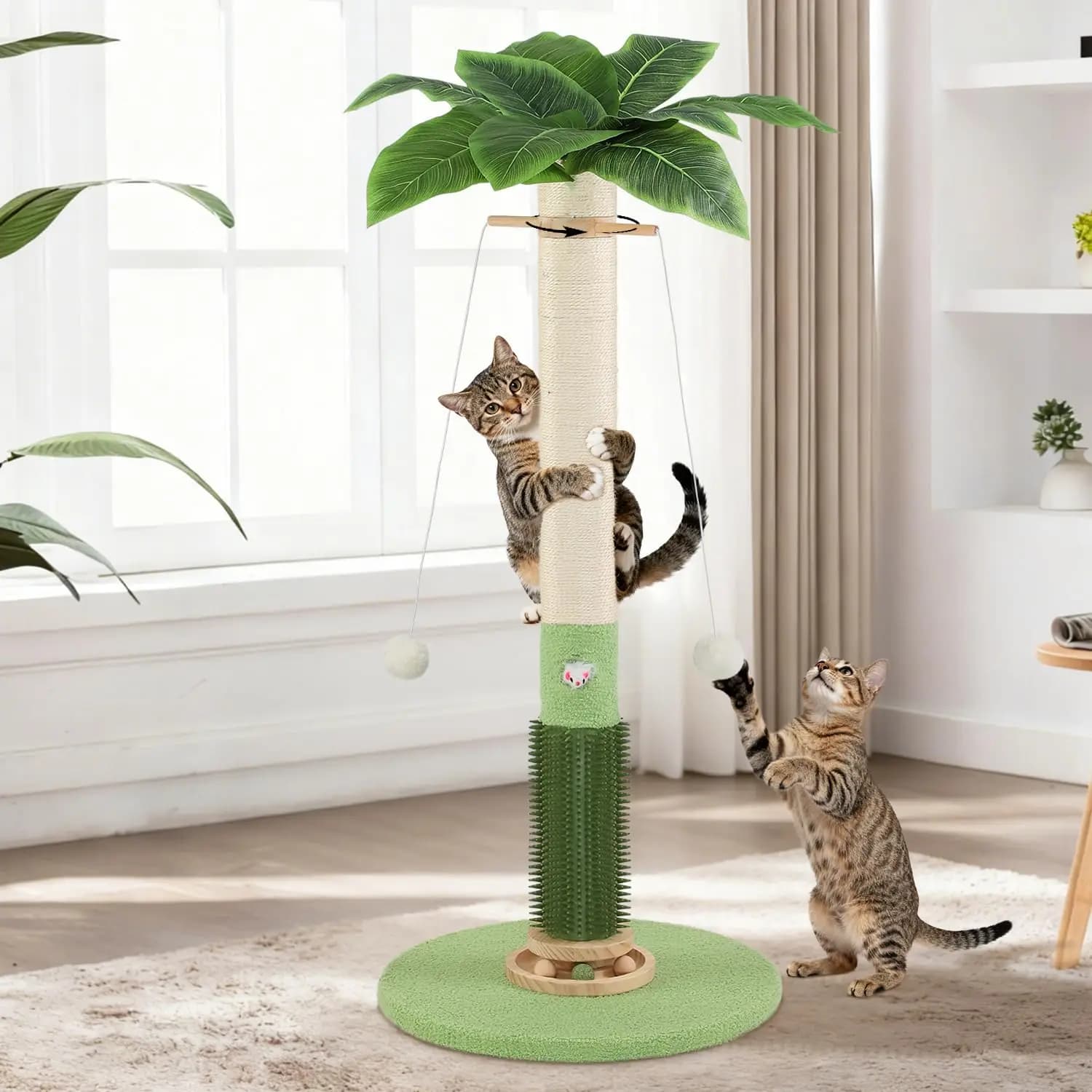 Tiragraffi per Gatti, Tiragraffi per Gatti da Interno in Sisal Alto 95 cm, Tiragraffi con Simpatico Giocattolo a Forma di Foro per Topo, Int