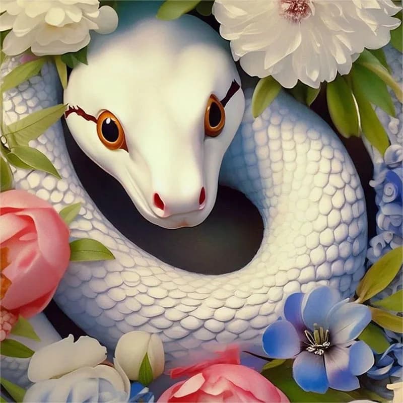 1 set di set di pittura con diamanti a serpente bianco, set di pittura per decorazioni per la casa con diamanti pieni per adulti fai da te, per adulti, artigianato artistico senza cornice