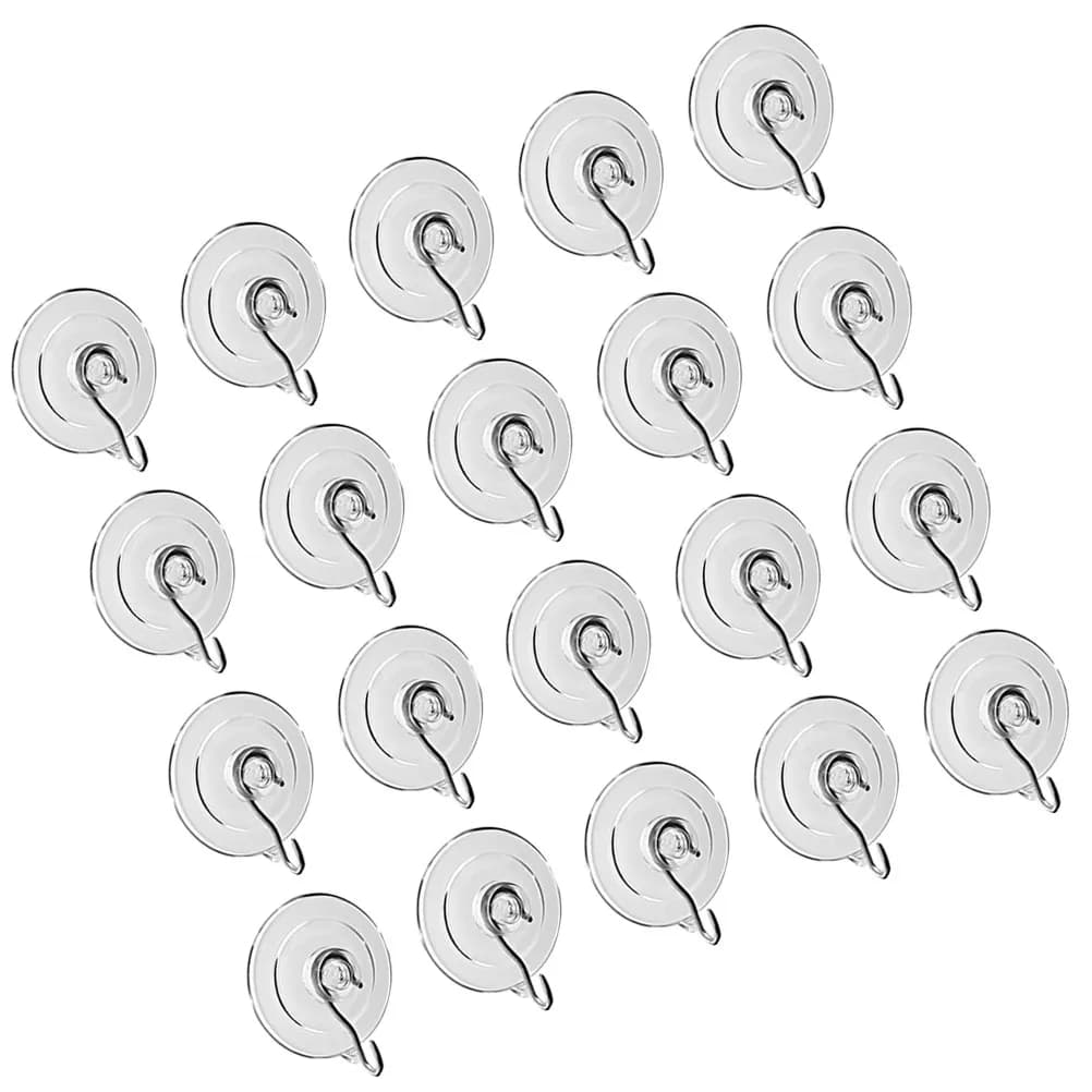 20 ganci a ventosa in PVC da 60 mm, trasparenti, autoadesivi, senza tracce, per appendere oggetti in camera da letto, bagno, ufficio
