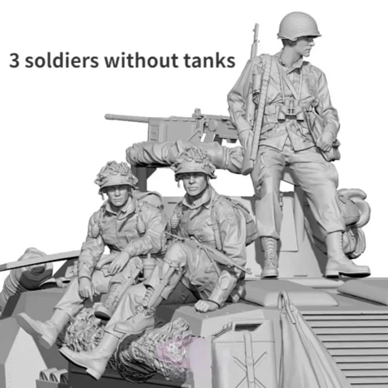 1/35 US Army Resin Figure Assembled Model Kit Tank Carrying Soldiers 3 People Hobby Miniature Unassembled Unpainted DIY Toys