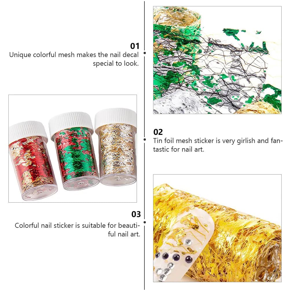 10 Pezzi Adesivi per Unghie in Lamina Metallica Colorata e Scintillante, Decorazioni Trendy e Lucide per Manicure Femminile