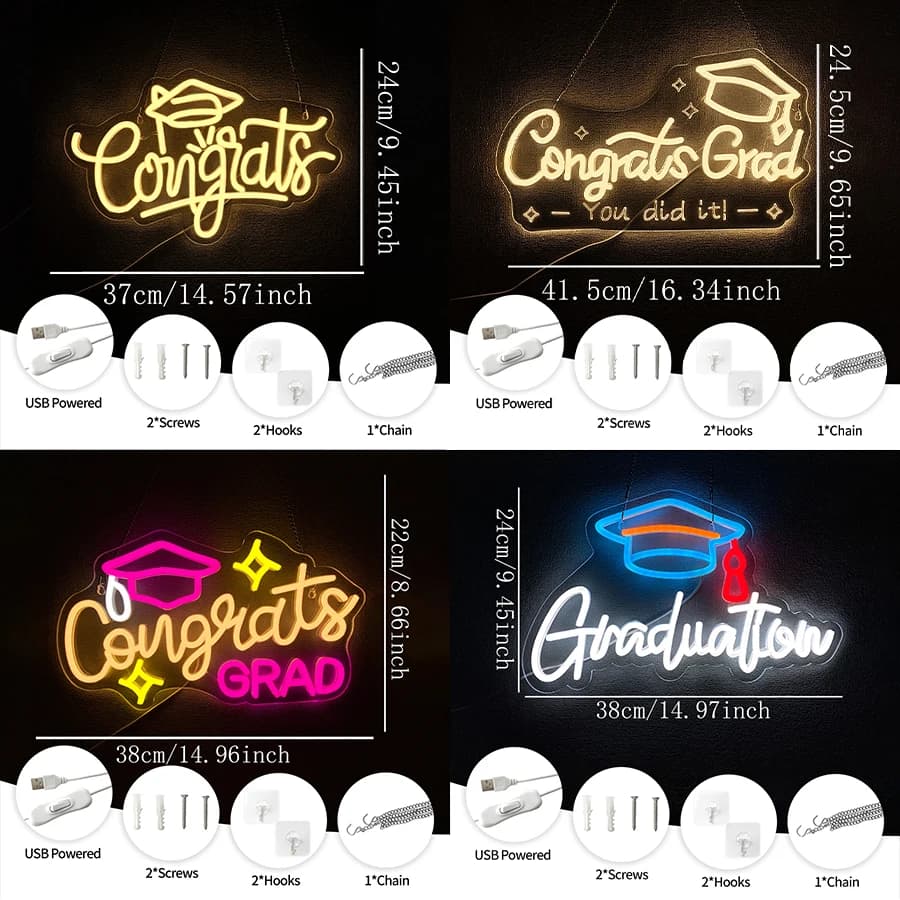 Congrats Neon Sign For Wall Decor,Light Up Sign For Class Of 2026 Graduation Party Decor,Dorm,Classroom,Best Gift For Student