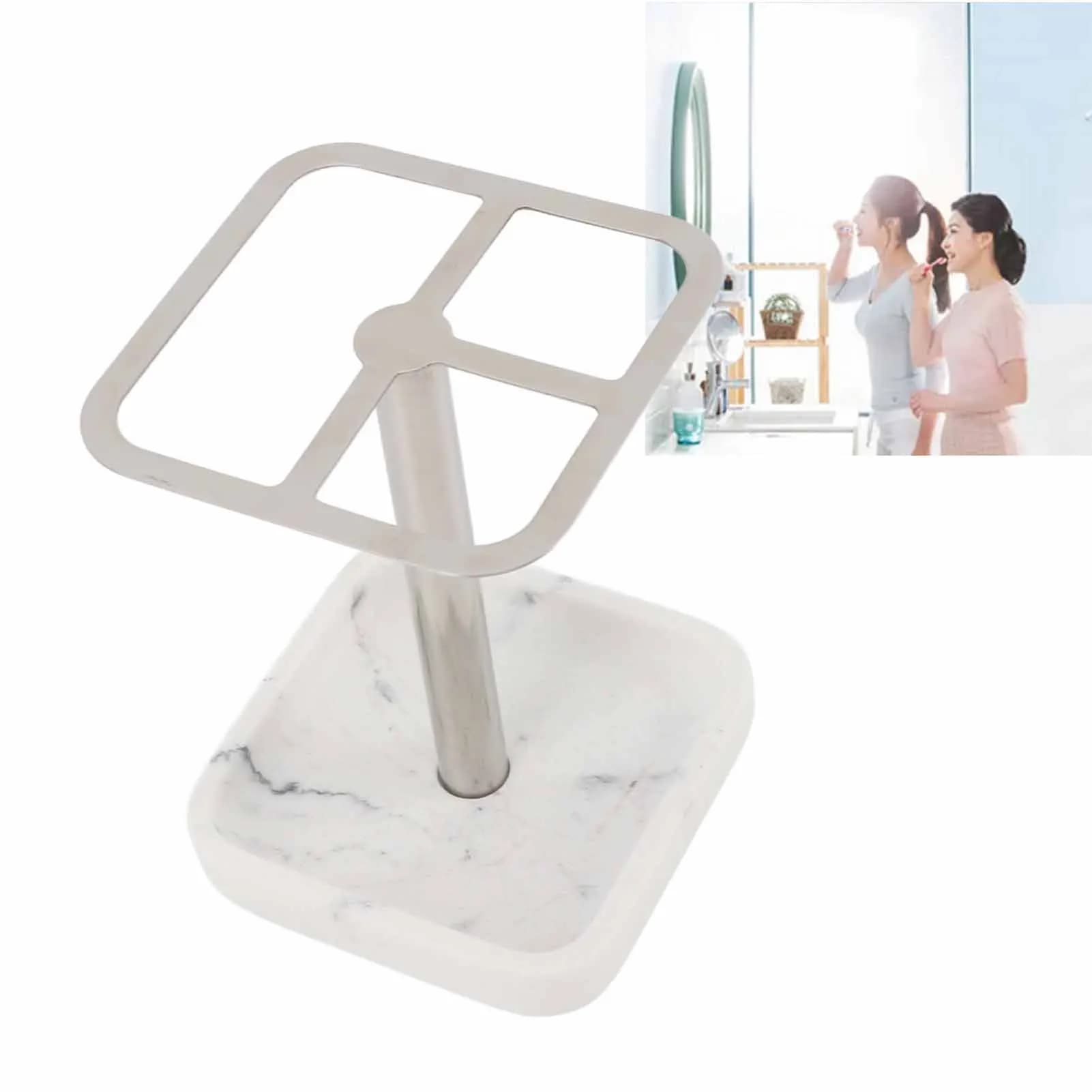 Supporto per dentifricio, porta spazzolini, organizer in acciaio inossidabile, elegante, compatto, facile da installare, salvaspazio