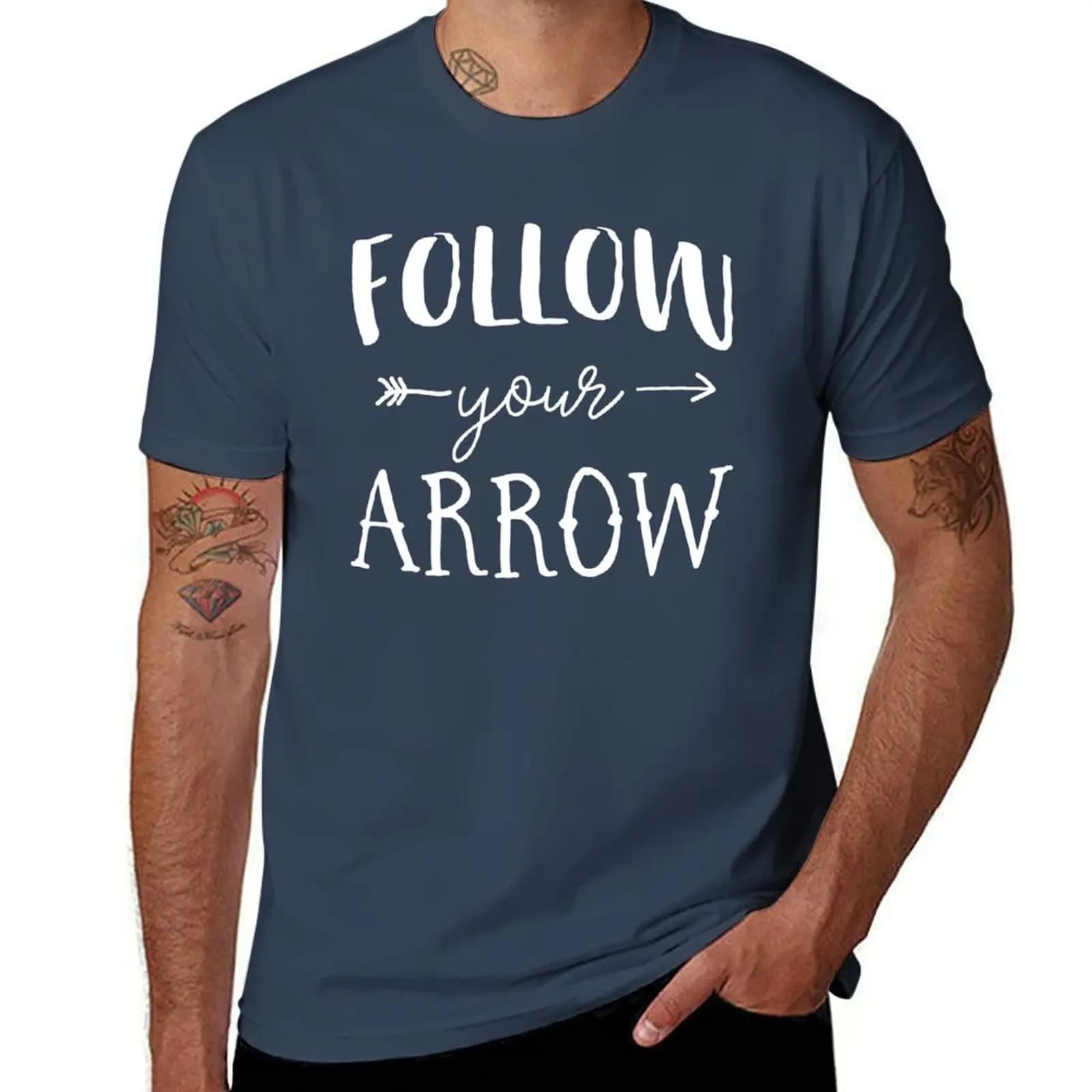 arrow Follow your T-Shirt Top con stampa a motivi astratti
