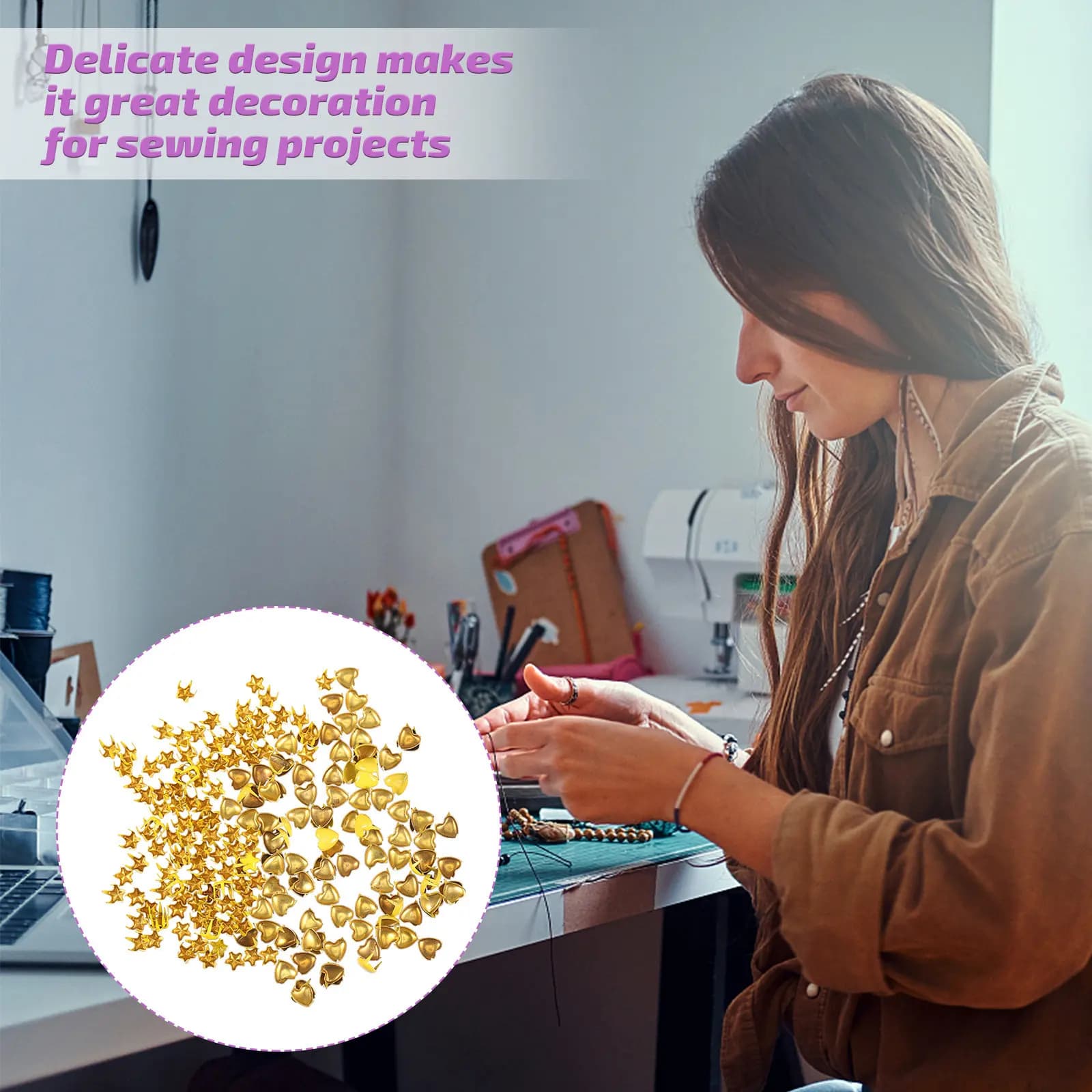 200 Pezzi Rivetti in Metallo a Forma di Artiglio, Accessori Fai-da-Te per Abbigliamento, Bottoni Decorativi a Forma di Stella e Cuore per Borse e Cinture Fatte a Mano