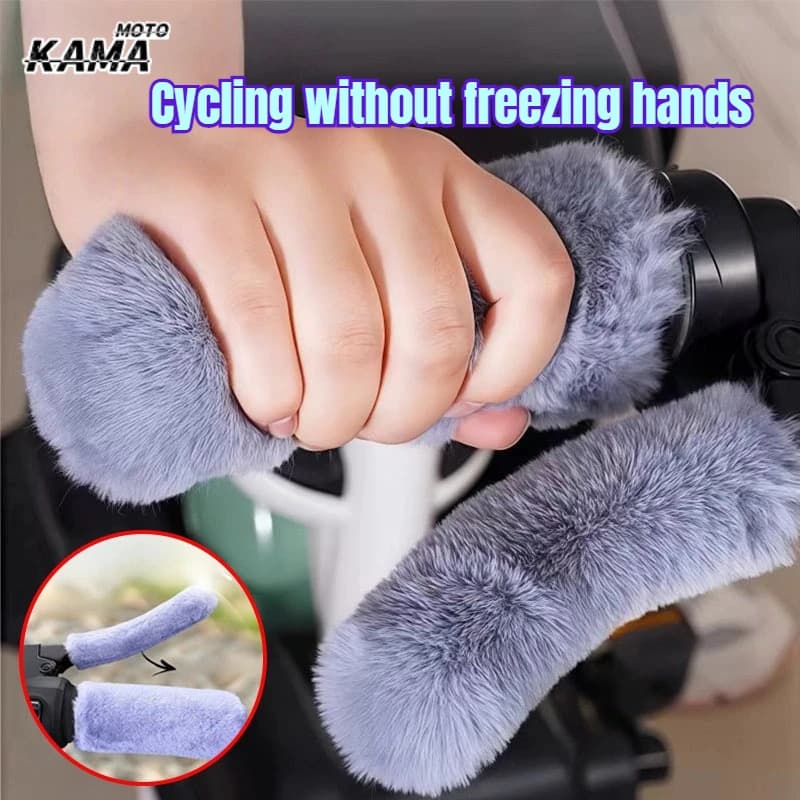 Copri maniglia per bici elettrica Guanti invernali con manico in peluche Manopole antiscivolo ispessite Copri manubrio universale per moto a prova di freddo