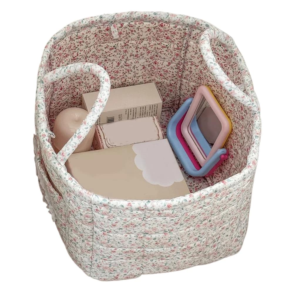 Fabric storage basket with easy to carry handles Bag for the organization of debris Container for office clothes, house, bedroom