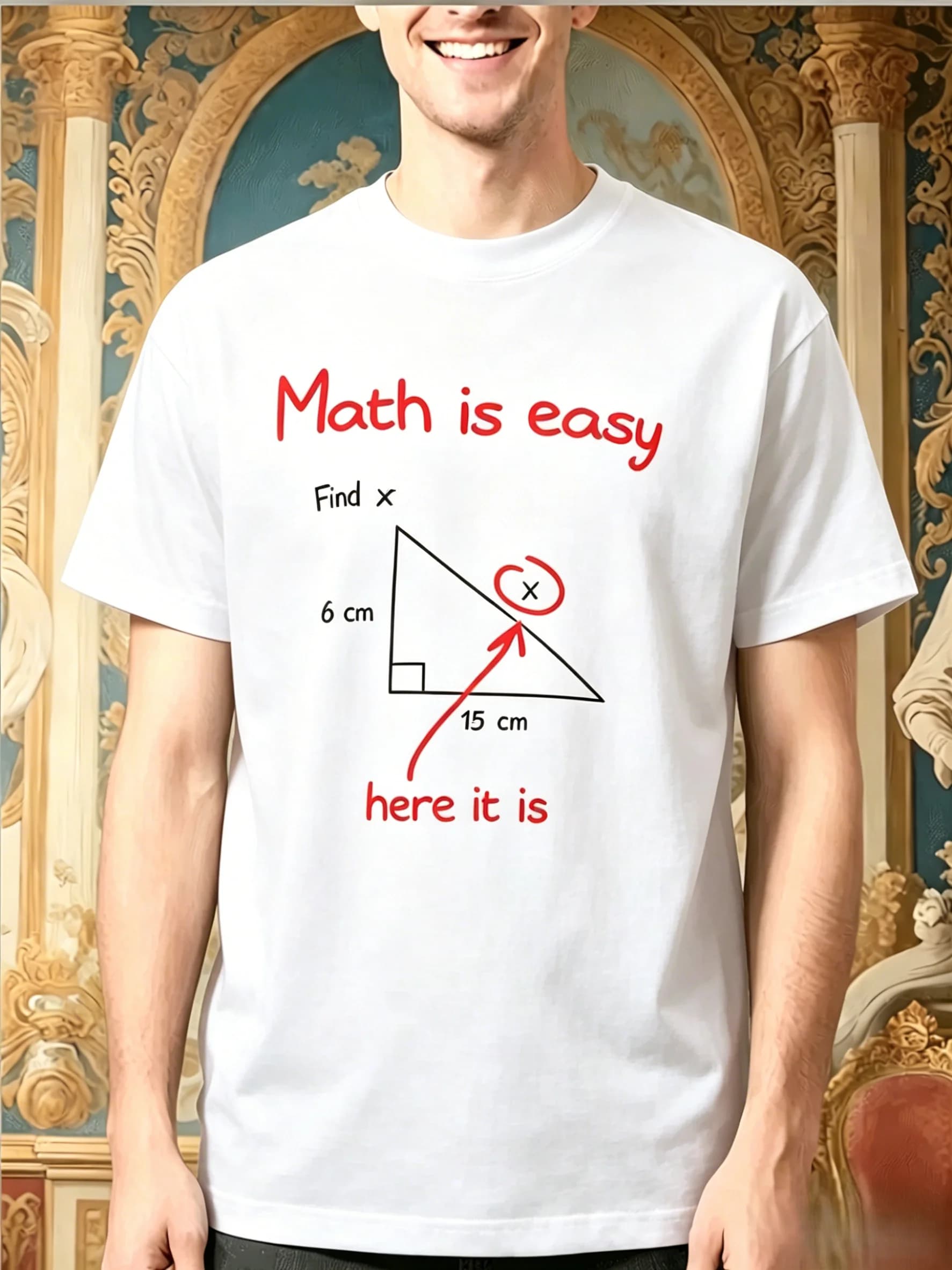 Men Cotton Tee Funny Math Find X Graphic Short Sleeve Crew Neck Casual Street T Shirt For Teacher Student Fans Summer Daily Tops