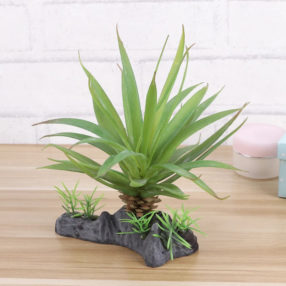 Simulated Water Plants Artificial Green Succulents Reptile Terrarium Decor Natural Hiding Spot Pet Nest Decoration Turtle Fish