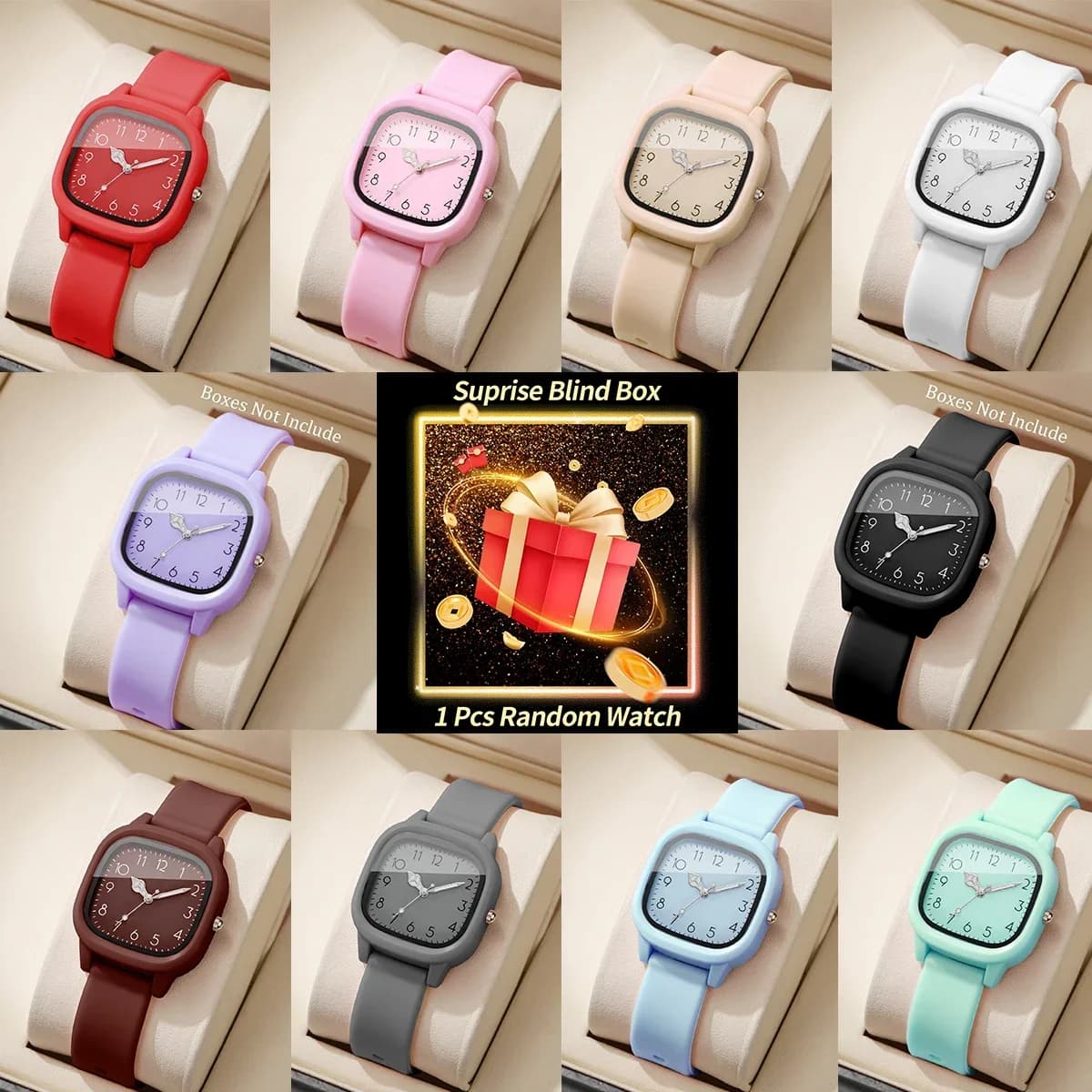 Orologio a Sorpresa Misterioso da Donna, Orologi al Quarzo, Scatola Misteriosa - Orologio da Polso alla Moda con Cinturino in Silicone e Quadrante Arabo (Senza Scatola)