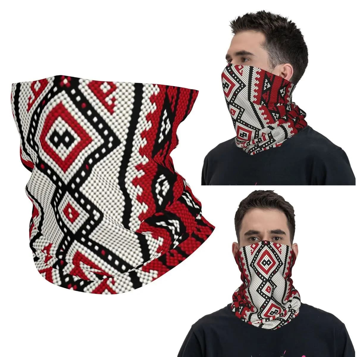Bold colorato stile ucraino Vyshyvanka ricamo bohemien geometrico bandana ghetta per il collo maschera stampata sciarpa maschera per il viso escursionismo