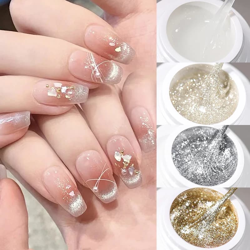 BORN PRETTY 5ml Spider Drawing Nail Gel Polish Gold Sliver Clear Flash Sparking Glitter Wire UV Soak Off Nail Art Painting Gel