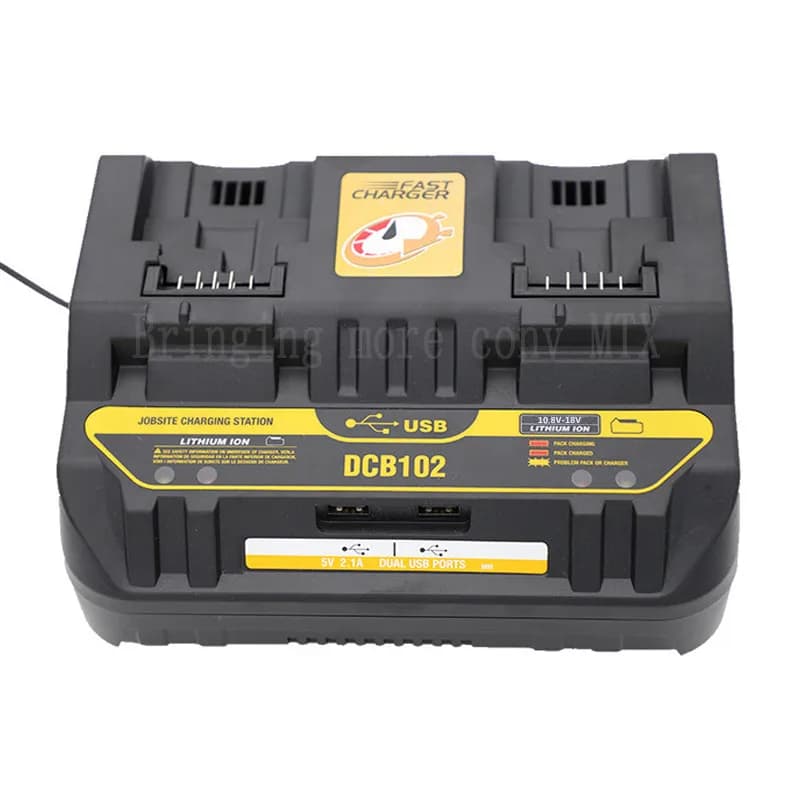 Caricabatteria agli ioni di litio DCB102 a ricarica rapida per DeWalt 12V 14.4V 18V 20V DCB105 DCB200 doppia posizione di ricarica con porta USB nuovo