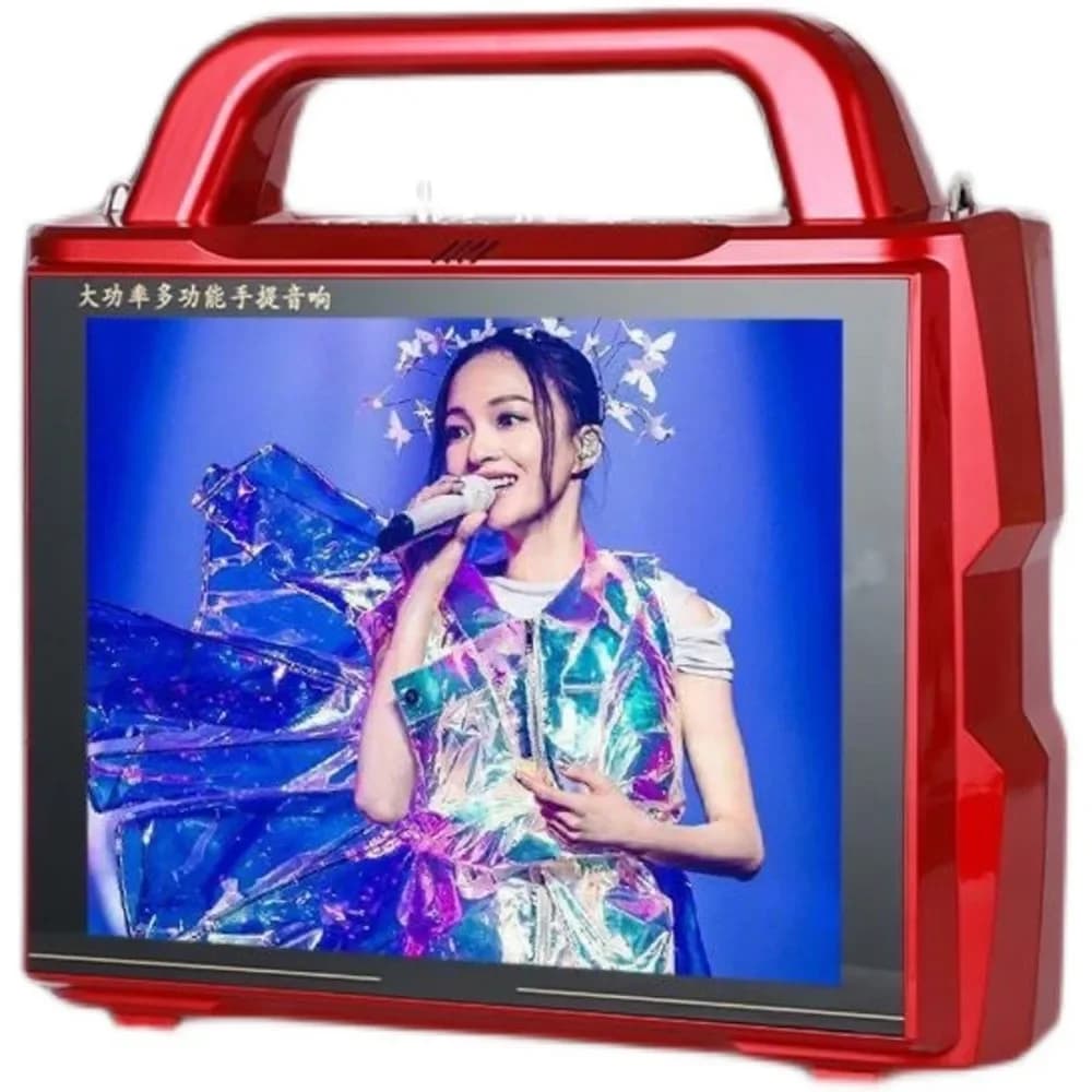 Altoparlante Portatile con Schermo da 15 Pollici, Lettore MP4, Bluetooth, Subwoofer, Supporto per Schede TF e USB, Funzione Karaoke e Ricarica
