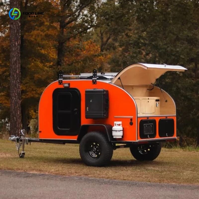 Roulotte Teardrop Personalizzata Leggera 750kg in Alluminio con Tenda per Campeggio