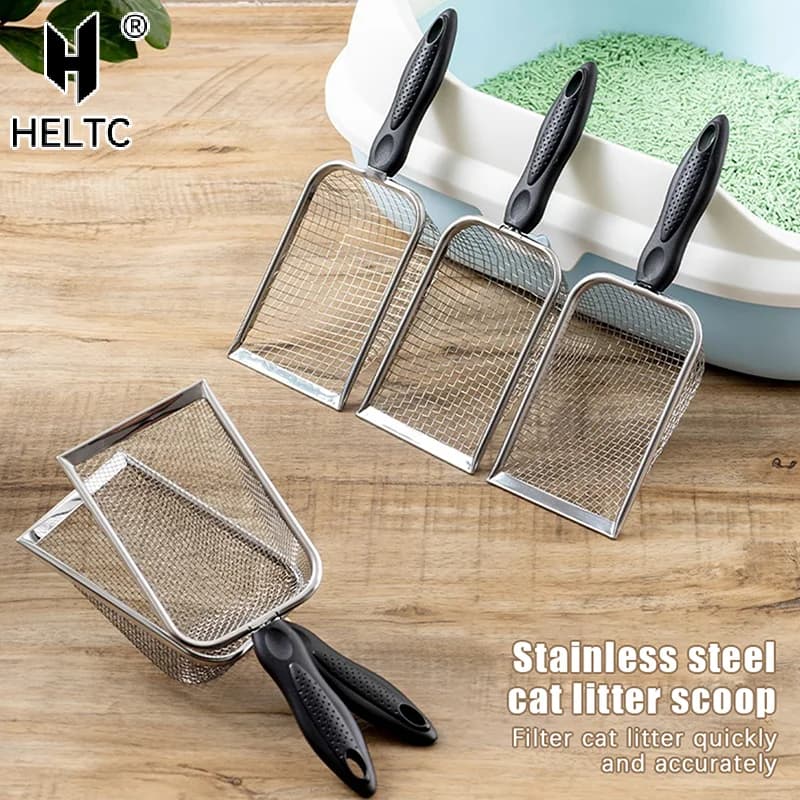 Paletta per la pulizia della lettiera in acciaio inossidabile resistente - Ergonomica e facile da pulire per cani e gatti, design robusto ed elegante 1PC