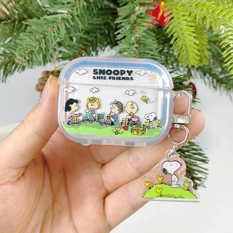 Snoopy Charlie Brown Cute Earphone Case For Airpods 1 2 3 4 Pro 2 Wireless Bluetooth Headset Protective Clear Cover With Pendant