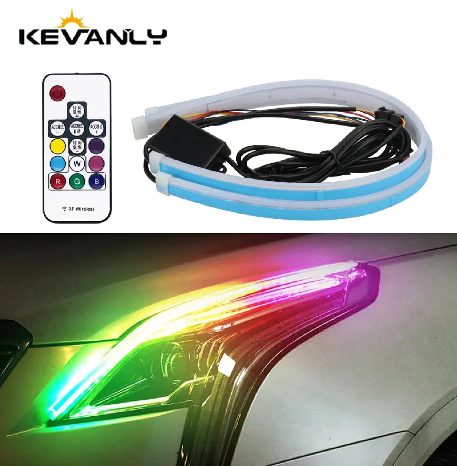 2 pezzi 30/45/60 cm RGB LED indicatori di direzione striscia luminosa a LED luci di marcia diurna sequenziale che scorre indicatori di direzione DRL luci di guida a LED