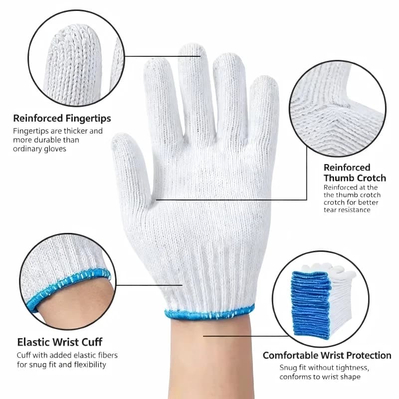 Bead Gloves Wear-resistant Anti Slip Adhesive Ten Needle Thick Cotton Yarn Wool Spinning Point Plastic Work Protective Gloves