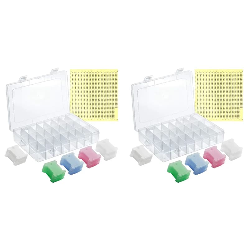 ABXF-304 pezzi di accessori per punto croce, inclusi bobine di filo da ricamo, scatola per organizer per punto croce e adesivo con numero di filo interdentale