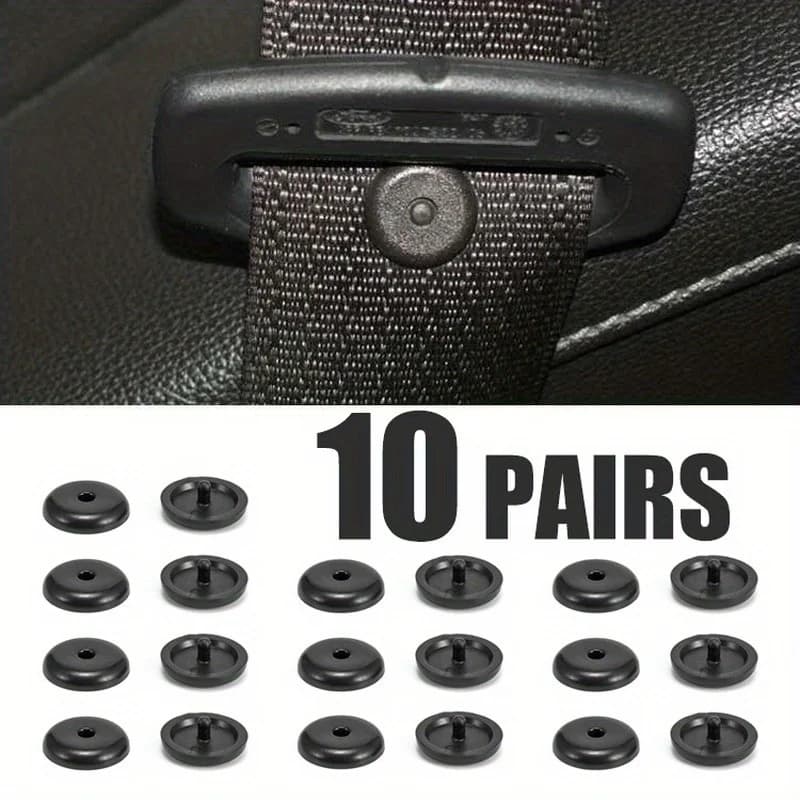 Bottoni antiscivolo per cintura di sicurezza per auto da 10 pezzi Clip limite per cintura di sicurezza in plastica nera universale Accessori per fibbie decorative