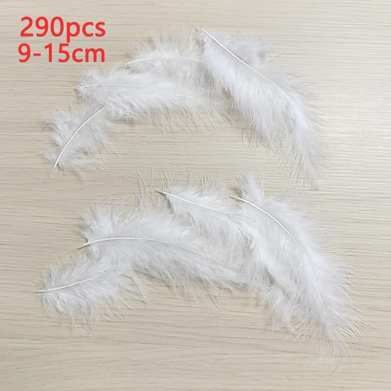 290pcs 9-15cm Long White Feathers For Dreamcatcher Decor Carnival Hats Wedding Crafts Tree Flower Big Small Bulk Turkey Plumas
