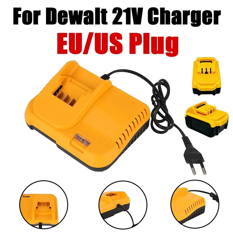 Caricabatterie di ricambio per batterie al litio Dewalt 21V 0.5A con spina US/EU, compatibile con utensili elettrici DCB200 DCB201 DCB609 DCB182 DCB204