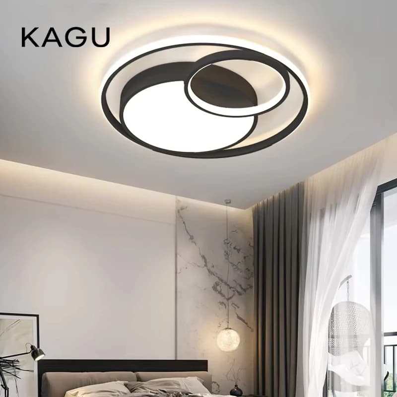 KAGU plafoniere a LED moderne nere per soggiorno camera da letto sala da pranzo lampada dimmerabile lampade ad anello tondo per interni