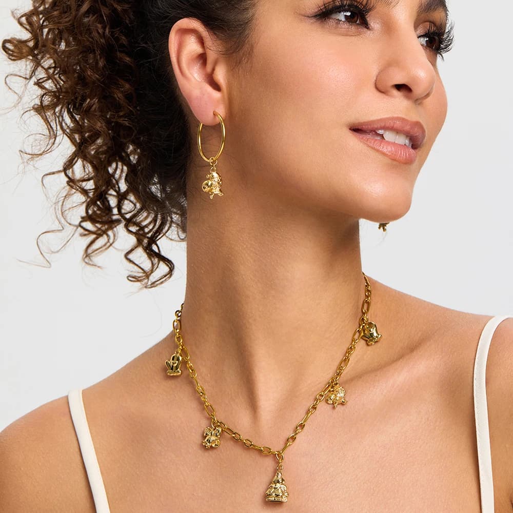 Set natalizio placcato oro 18 carati Collana con ciondolo campana albero di Babbo Natale Orecchini Gioielli natalizi di lusso leggeri in acciaio inossidabile per le donne