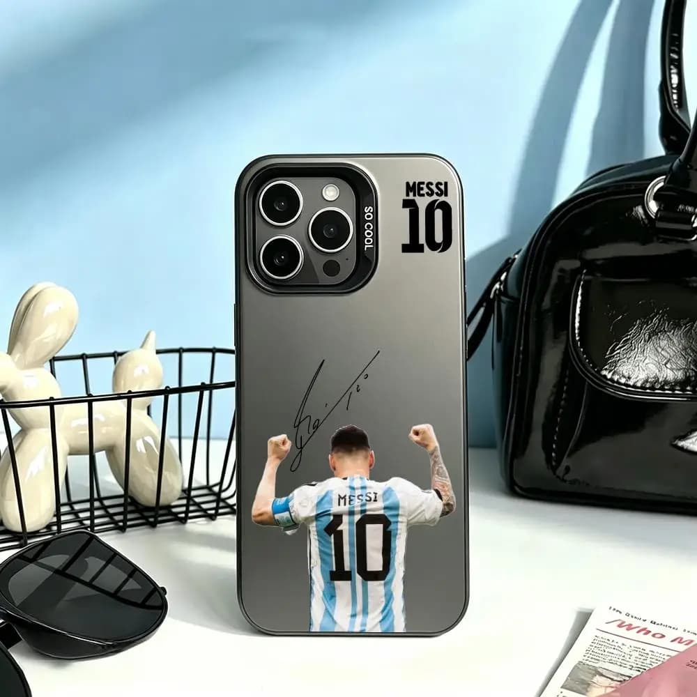 Hot Football star luxury messi cool Phone Case IMD Colorful Silver case for iPhone 17 AIR 16 15 14 13 12 Pro Max plus