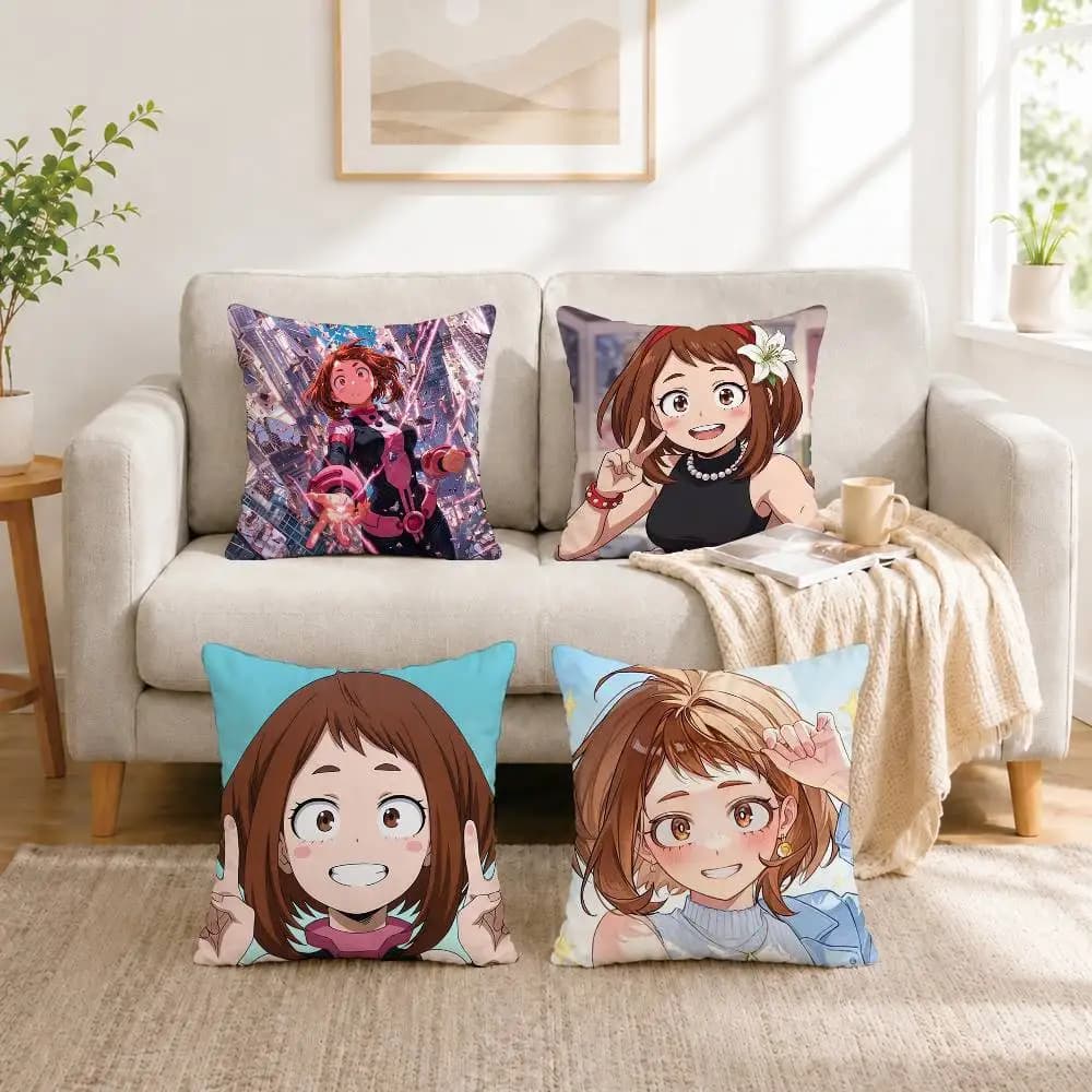 Anime My Hero Academia Ochaco Uraraka Pillow Case Square Double-Sided Sofa Cushion Cover Bedroom Bedside Pillow Gift