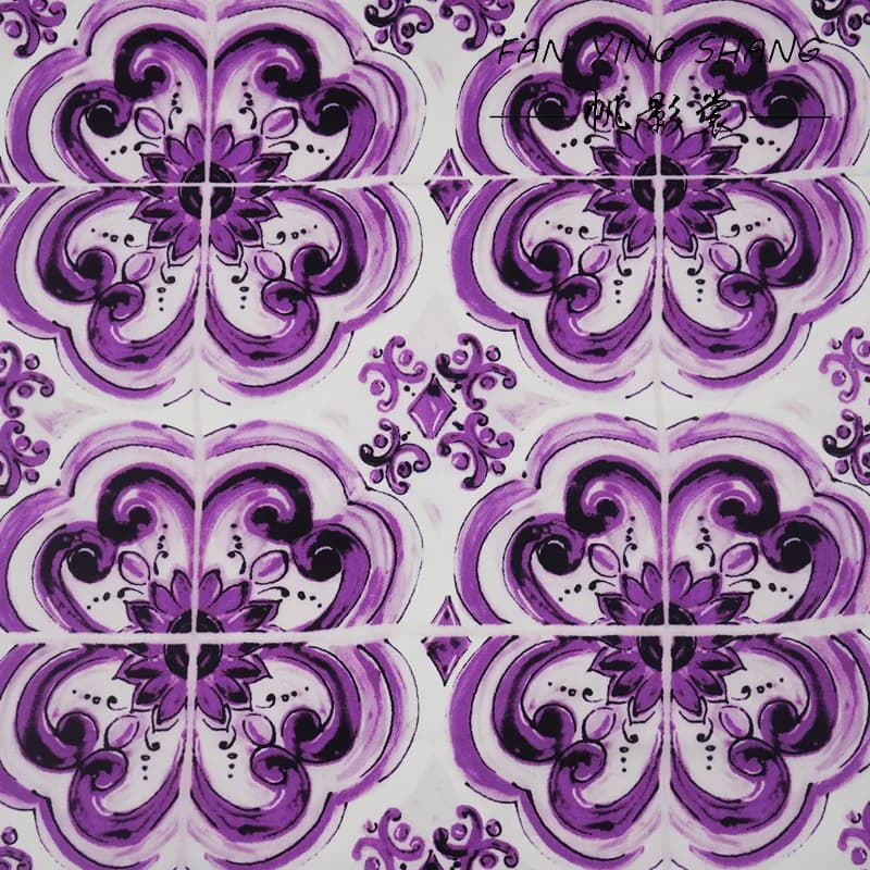 87.5*145CM/Piece Purple Blue And White Porcelain Digital Pure Cotton Fabric For Shirt Dress Telas Para Costura Tissus Cloth Diy