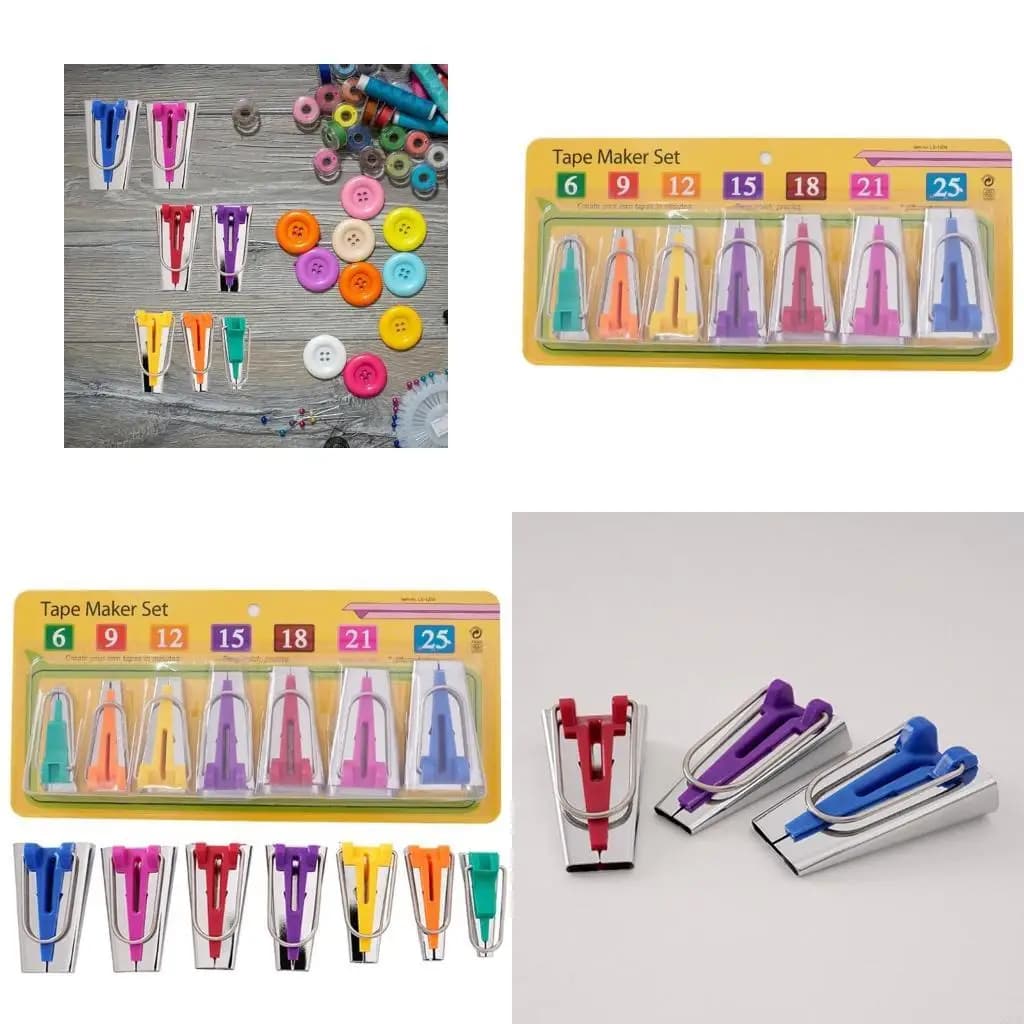 Multifunctional Fabric Bias Tape Makers 7 Size Bias Tape Maker Kits 6/9/12/15/18/21/25mm Sewing Accessories for Craft X3UC