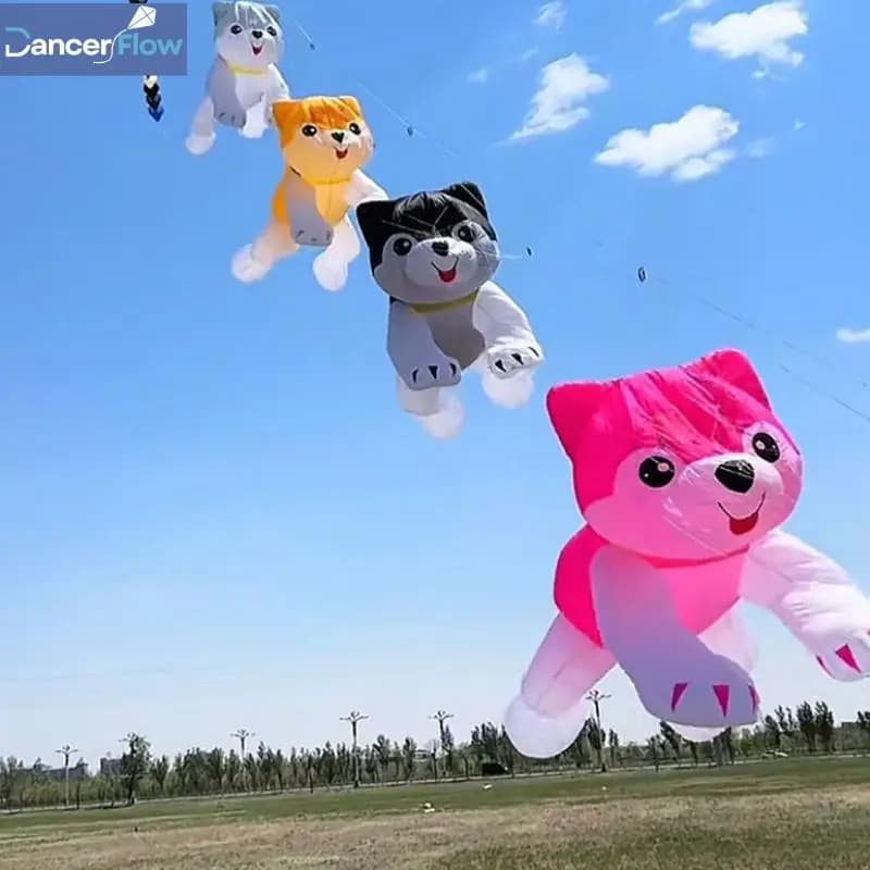 4M Large Husky Dog 3D Kite Soft Inflatable Kite Pendant Line Laundry Kite For Adults