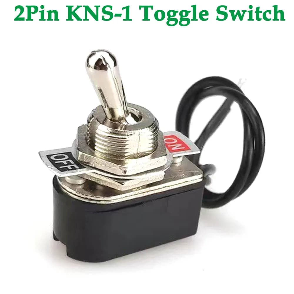 3A KNS-1 interruttore a levetta 2 terminali ON-OFF-ON 2 posizioni 2 Pin Swithes 250V AC apertura 12mm tappi interruttori impermeabili con fili